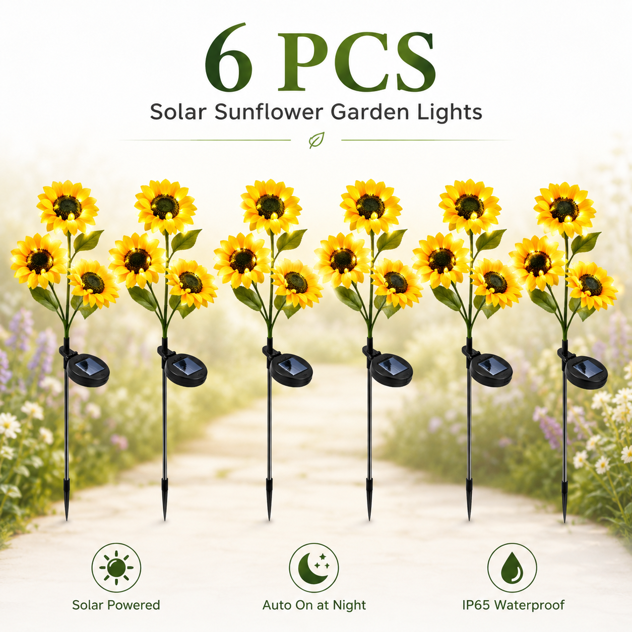 Solar Sunflower Garden Lights โ Bring a Warm Nighttime Glow to Your Yard ๐ปโจ-LUN