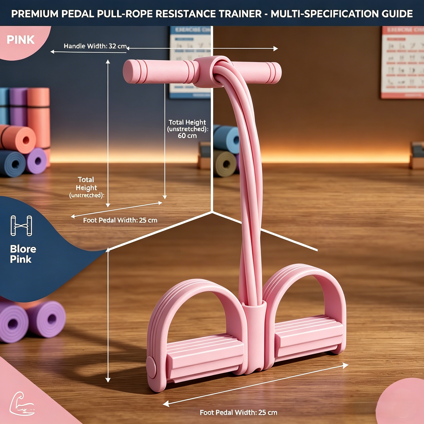 Entrenador multifuncional de banda de resistencia con pedal – Equipo de fitness portátil con pedal para gimnasio en casa, máquina de entrenamiento de cuerpo completo, ejercicios de abdominales, yoga, entrenamiento abdominal💪-HS