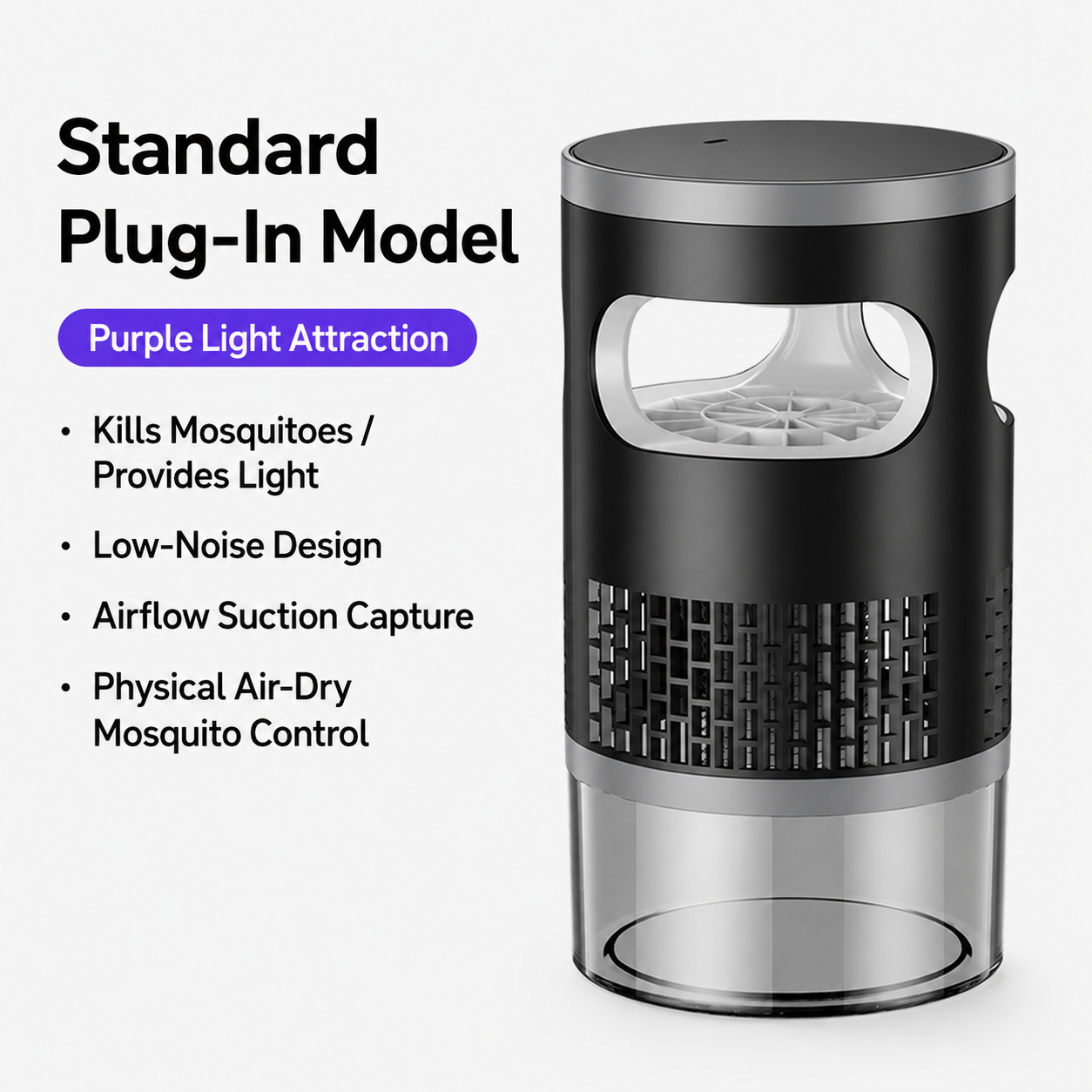 2026 Upgraded Indoor Plug-In Bug Zapper with UV Light & Suction Fan – Quiet Flying Insect Trap for Mosquitoes, Flies, Gnats, Kitchen, Bedroom & Indoor Plants-HS