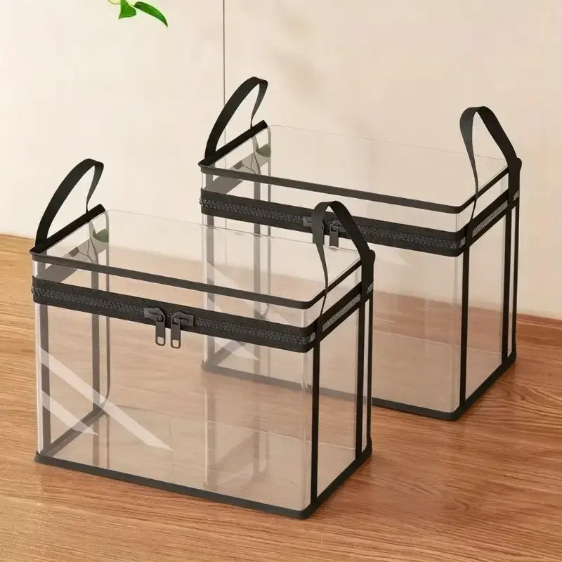 📦Large Clear Thick Plastic Storage Box with Hinged Lid Heavy-Duty Durable High Capacity Organizer, Perfect for Home, Camping, Travel, Attic and Moving-LUN