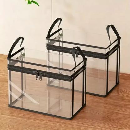 📦Large Clear Thick Plastic Storage Box with Hinged Lid Heavy-Duty Durable High Capacity Organizer, Perfect for Home, Camping, Travel, Attic and Moving-LUN