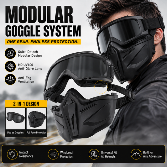 🔥A full face goggles equipped with anti fog high-definition lenses, detachable and adjustable with comfortable sponge pads, suitable for various situations-ZO