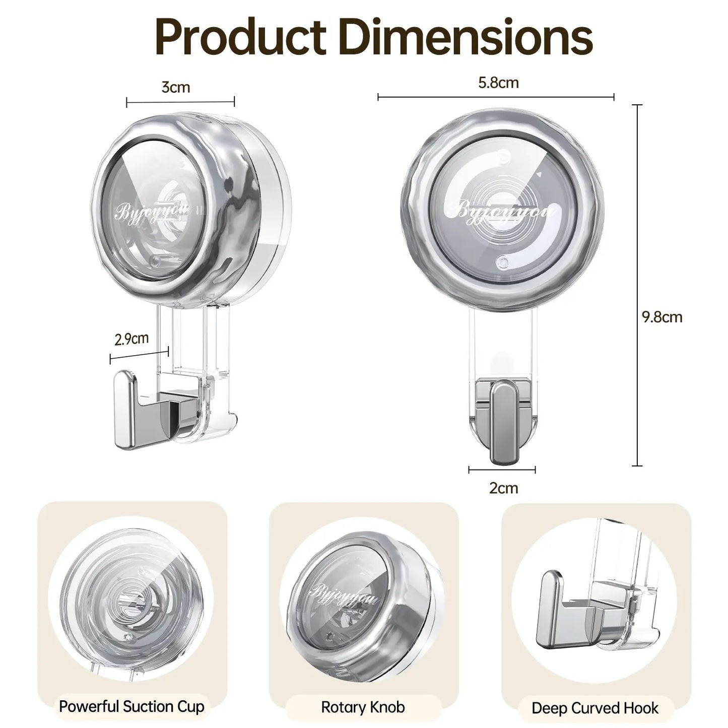 🔥2026 No-Drill Removable Suction Cup Hooks, Strong Stick-On Wall Hangers for Bathroom Shower, Glass Door, Mirror, Window & Tile, Ideal for Towels, Robes Storage and Holiday Festival Decorations-ZO