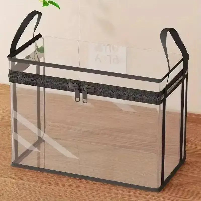 📦Large Clear Thick Plastic Storage Box with Hinged Lid Heavy-Duty Durable High Capacity Organizer, Perfect for Home, Camping, Travel, Attic and Moving-LUN