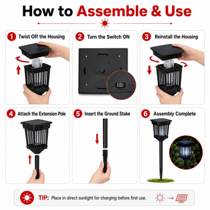 🦟⚡Solar Mosquito Zapper Light – Outdoor Garden Stake Lamp, UV Insect Killer, Solar Powered, Dual Mode (Mosquito Control + Pathway Lighting), Weather Resistant, Easy Setup, Give you a leisurely summer-ZO