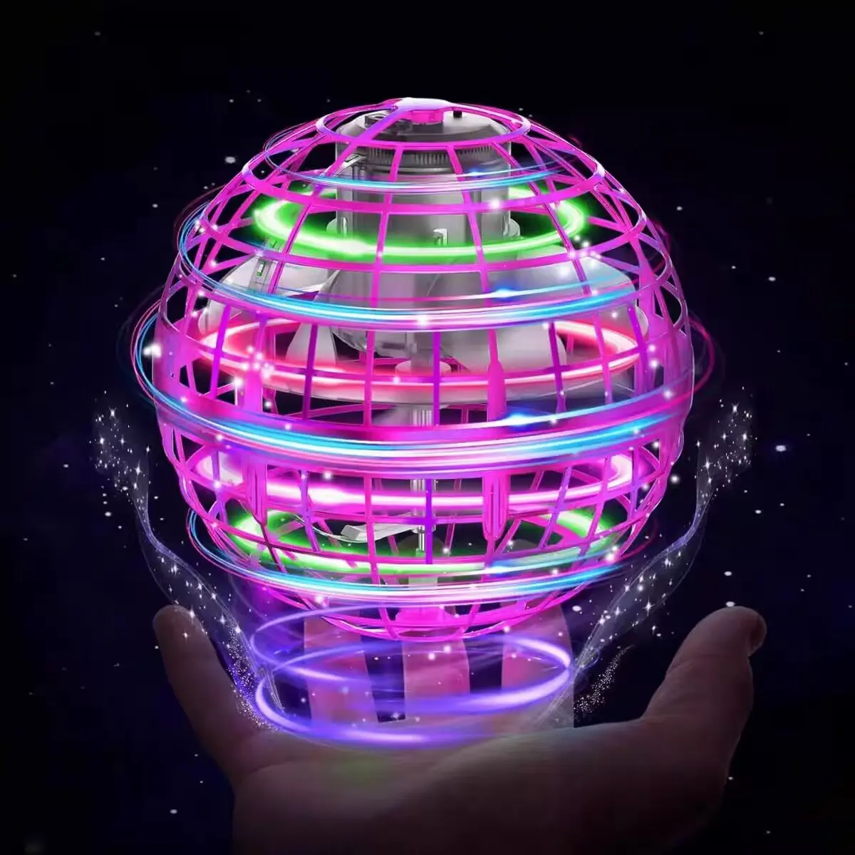 Ufo Smart Inductive Spinning Ball Magic Flying Ball Levitation Ball Fingertip Glowing Magic Ball Stress Relief Toy for Kids,360°Rotating Hand Controlled Drone Orbit,Hand Controlled Mini Drone with Led Lights, Cool Toys Gift for Boys & Girls-HS