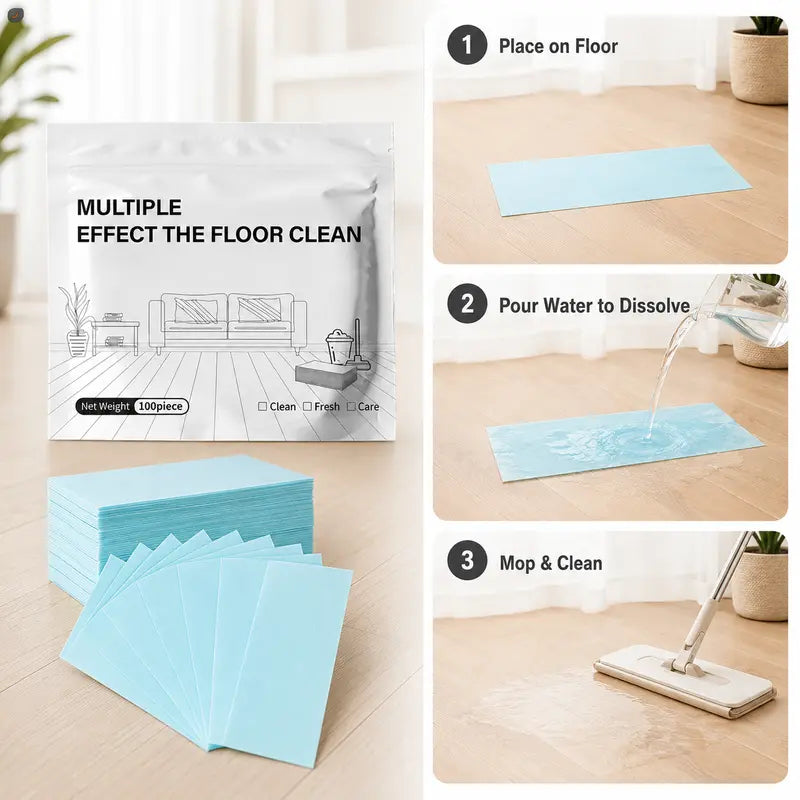 💦100 Piece Floor Cleaning Tablets Multi-SurfaceCleaner for Hardwood Laminate Tile & RV WallsAntibacterial Deodorization Maintenance-ZO