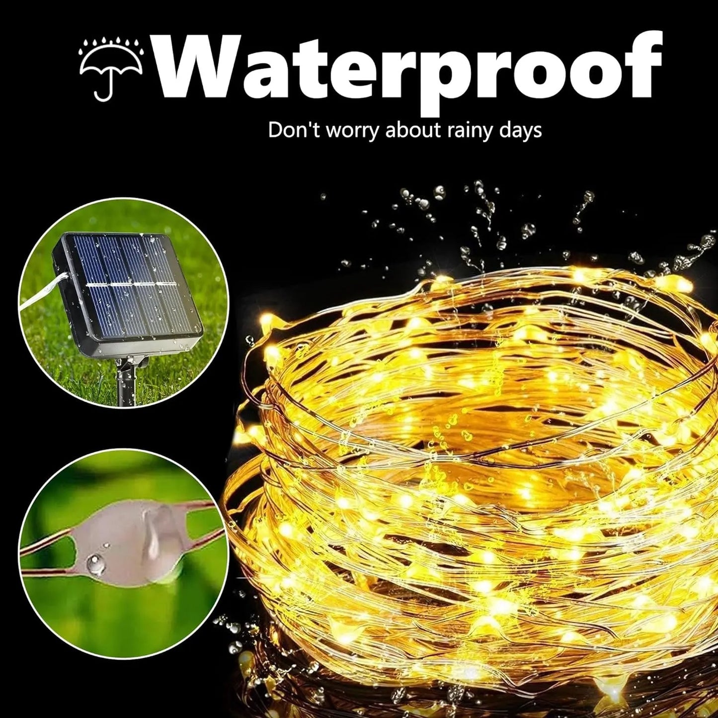 💡Solar light string, automatic charging during the day, foldable and easy to store, 8 Modes for Garden, Yard, Patio, Fence, Tree & Party Decor summervibes-ZO