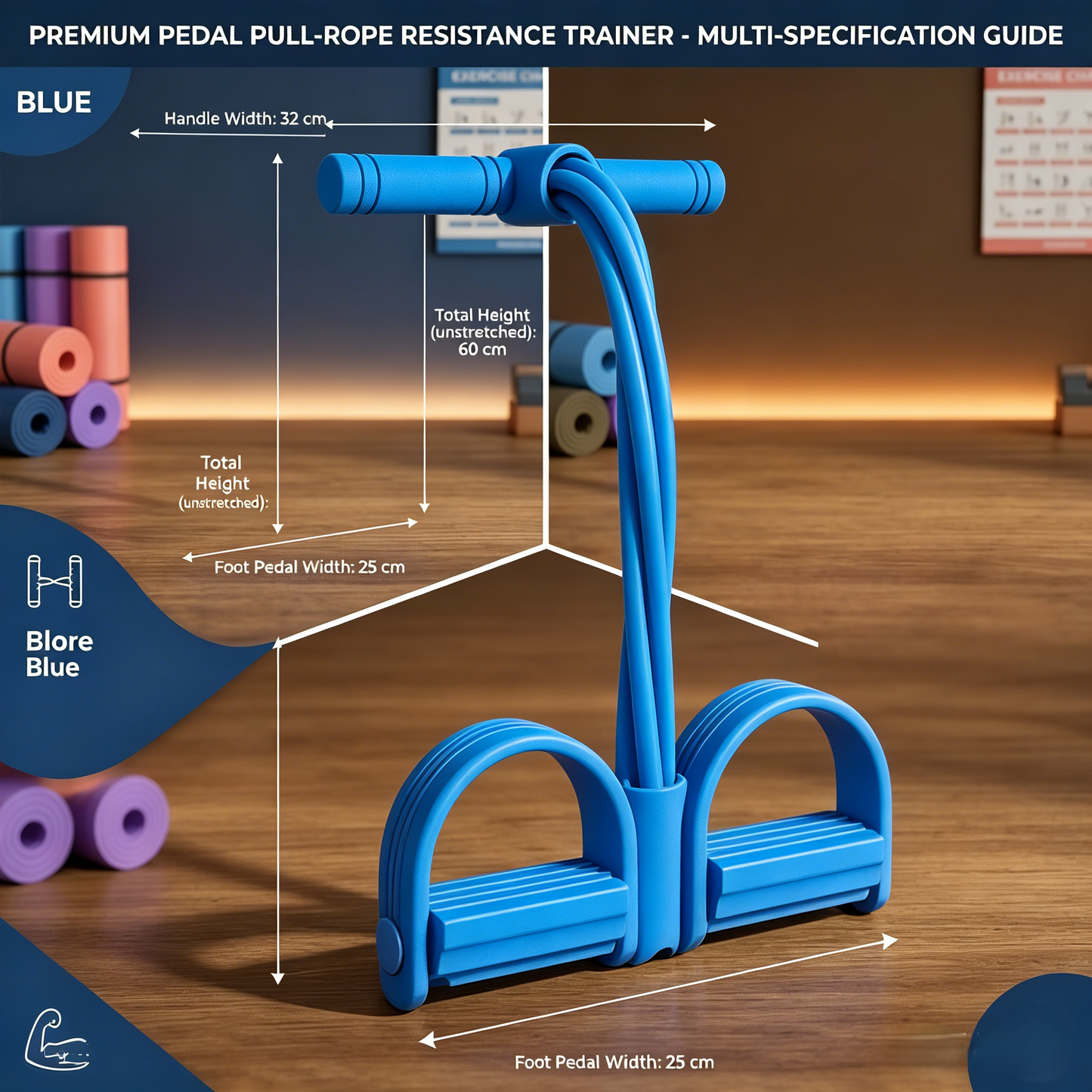 Entrenador multifuncional de banda de resistencia con pedal – Equipo de fitness portátil con pedal para gimnasio en casa, máquina de entrenamiento de cuerpo completo, ejercicios de abdominales, yoga, entrenamiento abdominal💪-HS