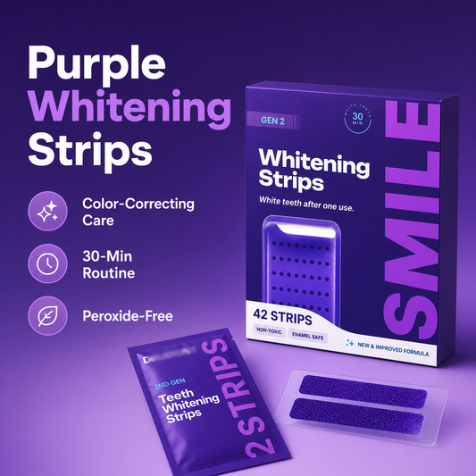 💜Purple Whitening Strips🦷，Instant Bright White Teeth✨，Remove Yellow Stains Fast-LUN