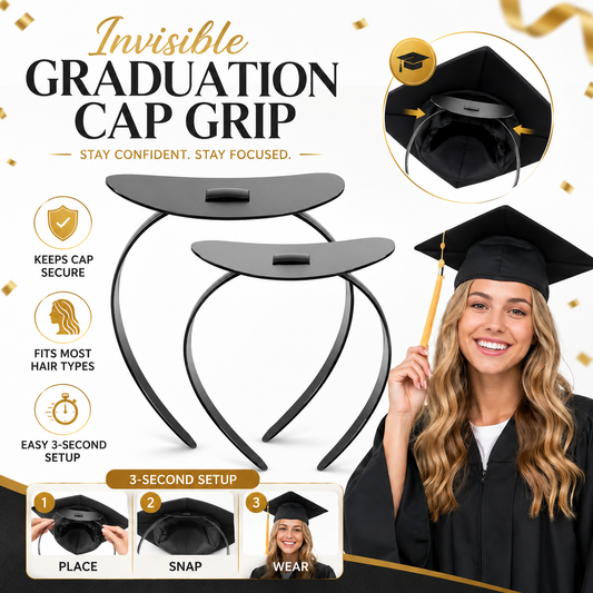 🎓Graduation Cap Headband, Firm Anti-fall Hair Band Curly Hair for Graduation Cap, Graduation Gifts Hat Accessories for Graduates, Students, Women-ZO