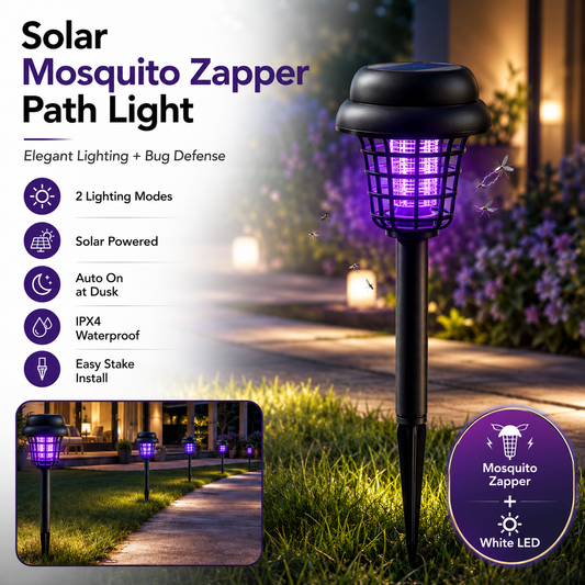 🦟⚡Solar Mosquito Zapper Light – Outdoor Garden Stake Lamp, UV Insect Killer, Solar Powered, Dual Mode (Mosquito Control + Pathway Lighting), Weather Resistant, Easy Setup, Give you a leisurely summer-ZO