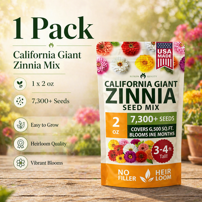 🌈🌻California Giant Zinnia Mix 🌸-🎨 Stunning Blend of 6 Vibrant Colors-HS