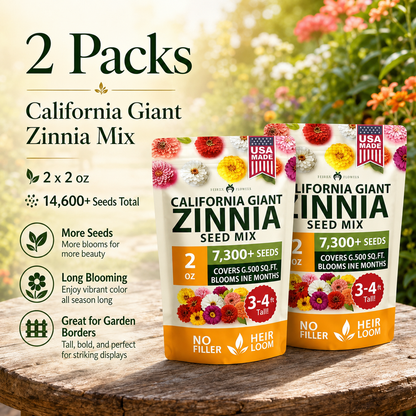 🌈🌻California Giant Zinnia Mix 🌸-🎨 Stunning Blend of 6 Vibrant Colors-HS