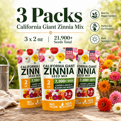 🌈🌻California Giant Zinnia Mix 🌸-🎨 Stunning Blend of 6 Vibrant Colors-HS