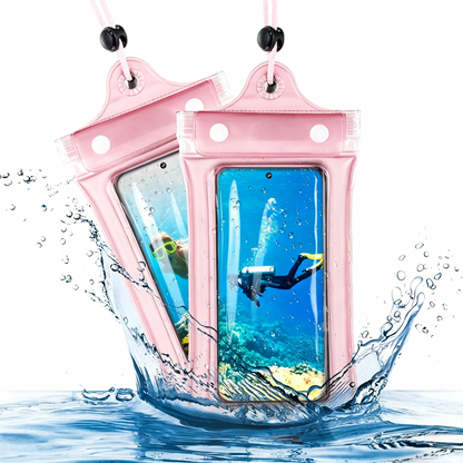 🌊2-Pack Clear Waterproof Phone Pouch with Lanyard, Fits iPhone & Galaxy Up to 7", Inflatable Edge for Enhanced Buoyancy – Must-Have Dry Case for Winter Swimming, Cruises, Diving, Kayaking, Hot Springs & SPA.-ZO