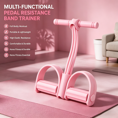 Entrenador multifuncional de banda de resistencia con pedal – Equipo de fitness portátil con pedal para gimnasio en casa, máquina de entrenamiento de cuerpo completo, ejercicios de abdominales, yoga, entrenamiento abdominal💪-HS