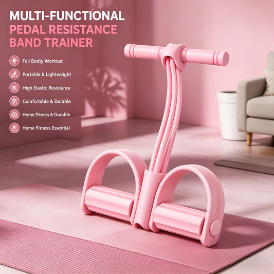 Entrenador multifuncional de banda de resistencia con pedal – Equipo de fitness portátil con pedal para gimnasio en casa, máquina de entrenamiento de cuerpo completo, ejercicios de abdominales, yoga, entrenamiento abdominal💪-HS