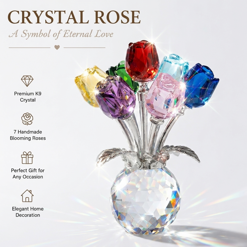 💖Crystal Rose Figurine – A Timeless Symbol of Love &amp; Appreciation-LUN