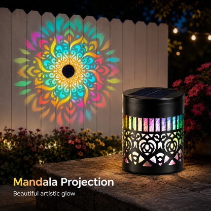 Solar Mandala Projector Light – Waterproof Outdoor Decorative Wall &amp; Garden Light-LUN