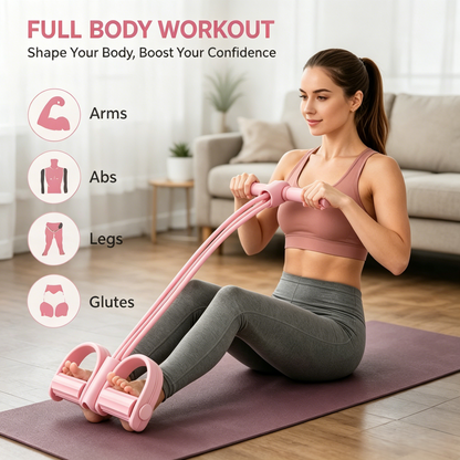 Entrenador multifuncional de banda de resistencia con pedal – Equipo de fitness portátil con pedal para gimnasio en casa, máquina de entrenamiento de cuerpo completo, ejercicios de abdominales, yoga, entrenamiento abdominal💪-HS