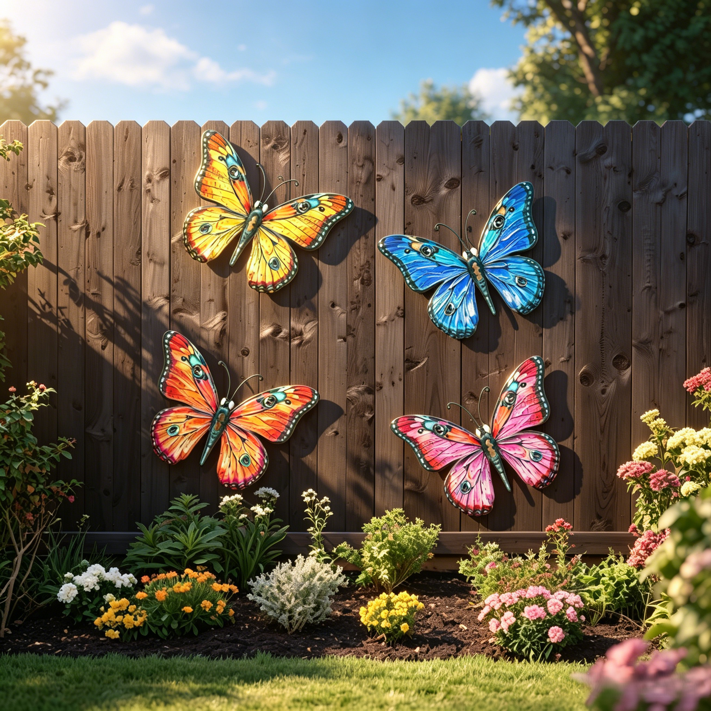 🦋Metal Butterfly Wall Decor🌈, 14 Inch Modern Outdoor Fence Art, Home Hanging Decoration for Bedroom, Balcony, Garden and Yard 🏡 -HS