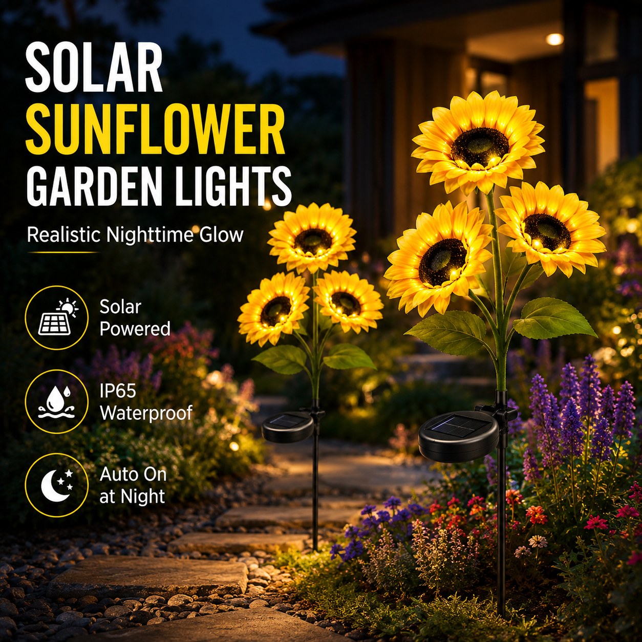 Solar Sunflower Garden Lights – Bring a Warm Nighttime Glow to Your Yard 🌻✨-LUN