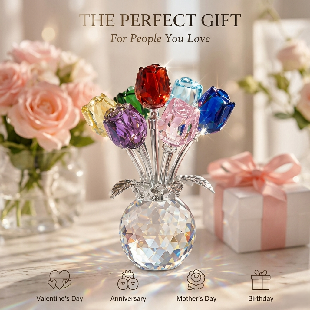 💖Crystal Rose Figurine – A Timeless Symbol of Love &amp; Appreciation-LUN