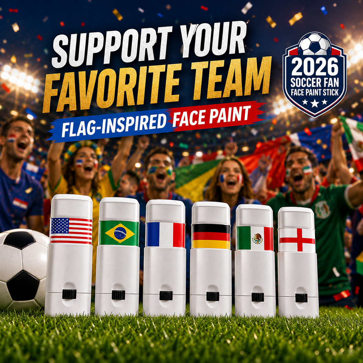 2026 Soccer Fan Face Paint Stick Show Your Team Spirit in Seconds ⚽🌍-LUN
