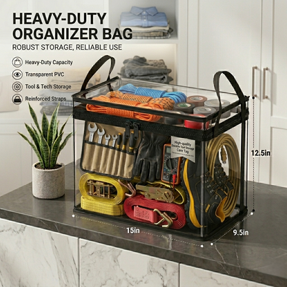 📦Large Clear Thick Plastic Storage Box with Hinged Lid Heavy-Duty Durable High Capacity Organizer, Perfect for Home, Camping, Travel, Attic and Moving-LUN