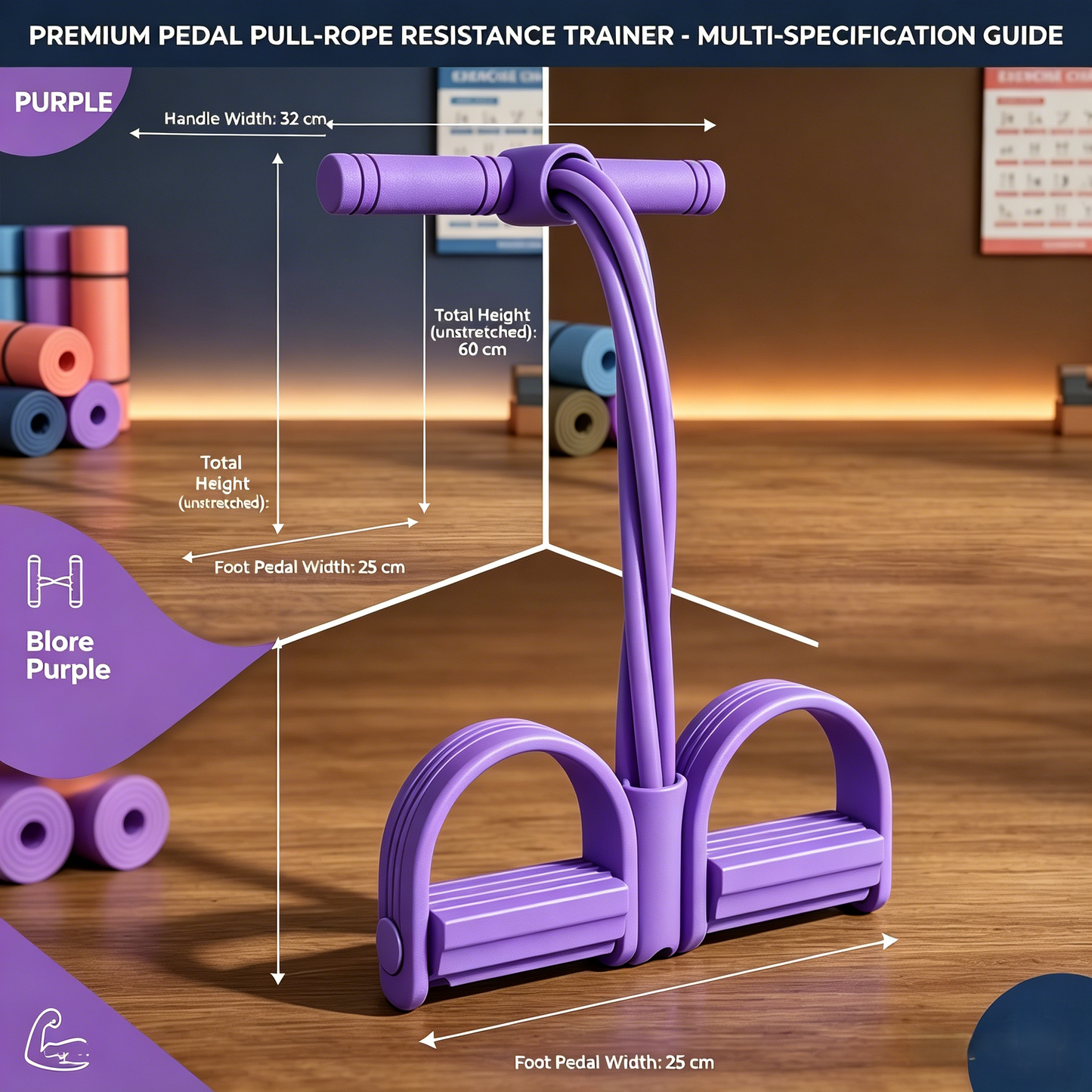 Entrenador multifuncional de banda de resistencia con pedal – Equipo de fitness portátil con pedal para gimnasio en casa, máquina de entrenamiento de cuerpo completo, ejercicios de abdominales, yoga, entrenamiento abdominal💪-HS