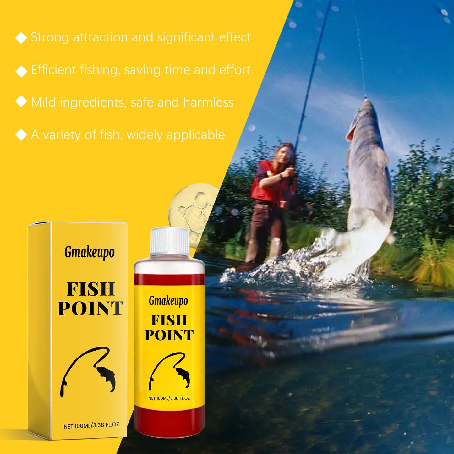 Concentrated Fish Attractant Liquid – Fast-Acting Red Worm Bait Additive for Freshwater Fishing, Enhances Scent & Improves Bite Response (100ml)-HS