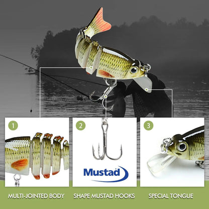 🔥2026 new biomimetic bait with BKK Hooks, 3D Realistic Eyes, ABS Material, 6 Segments, for Bass, Trout, Walleye, Ultra Sharp Treble Hooks, Lifelike Fishing Baits.-ZO