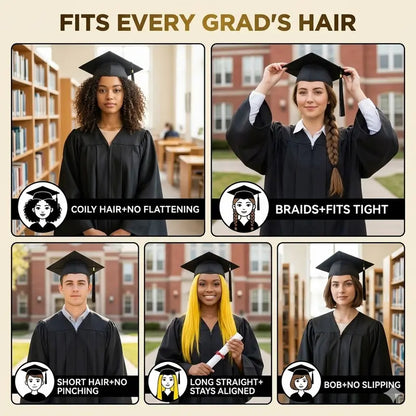 🎓Graduation Cap Headband, Firm Anti-fall Hair Band Curly Hair for Graduation Cap, Graduation Gifts Hat Accessories for Graduates, Students, Women-ZO