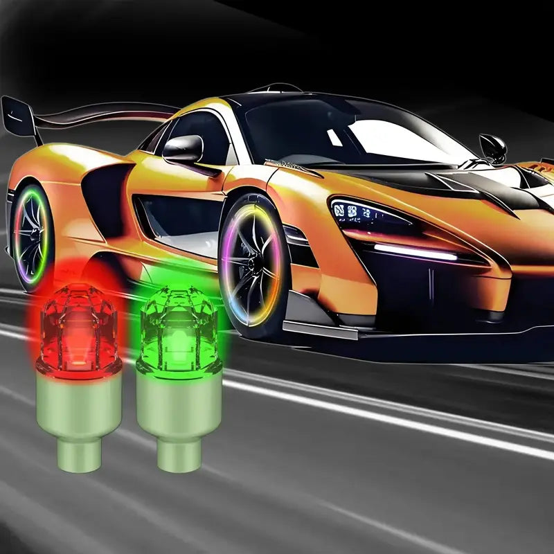 🌈LED wheel light Waterproof Luminous Car Tire Valve Caps Vibration-Sensitive LED Tire Valve Cap-bicycle car motorcycle tire led-ZO