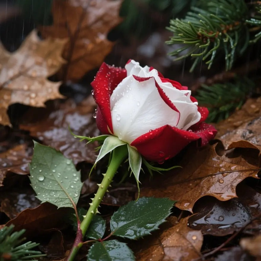 🌹 200/1000Pcs Rare Red White Twin Rose Seeds, Non-GMO heirloom, beautiful garden blooms, easy to grow and perfect for gardening gifts.-HS