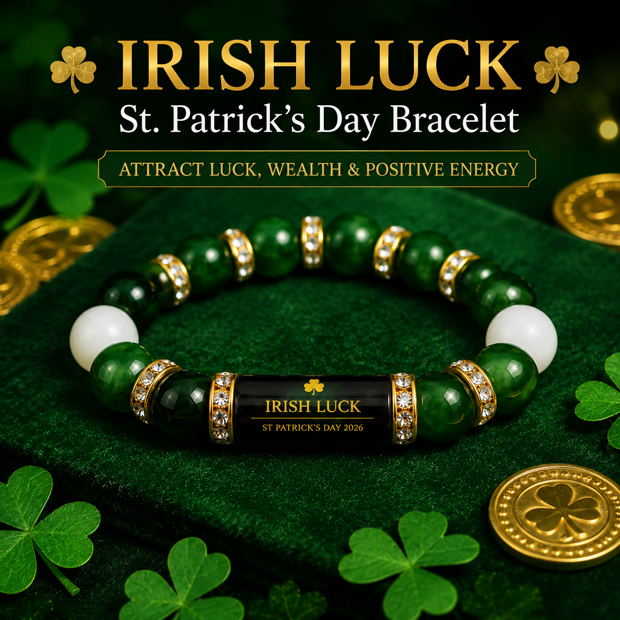 🍀 Irish Luck St. Patrick’s Day Bracelet Carry a Little Irish Luck Wherever You Go Attract Luck, Wealth & Positive Energy in 2026 ✨-HS