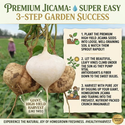 🌱Jicama Seeds for Planting – Crunchy Sweet Root Vegetable, Fast Growing Mexican Yam Bean for Indoor Outdoor Home Garden-ZO