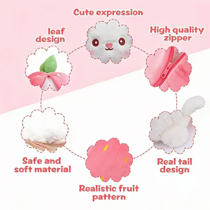 Animal de peluche de conejito, muñeca de peluche de conejito de fresa reversible con cremallera, bonitos juguetes de conejo suaves, almohada para niños y adultos, regalos de peluche de conejitos de Pascua-HS