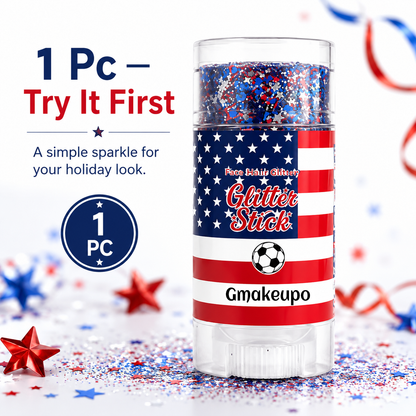 🎁🦅4th of July Glitter Stick✨🔔3-in-1 Patriotic Glow😍✨Red, White & Blue Glitter Body Stick-HS