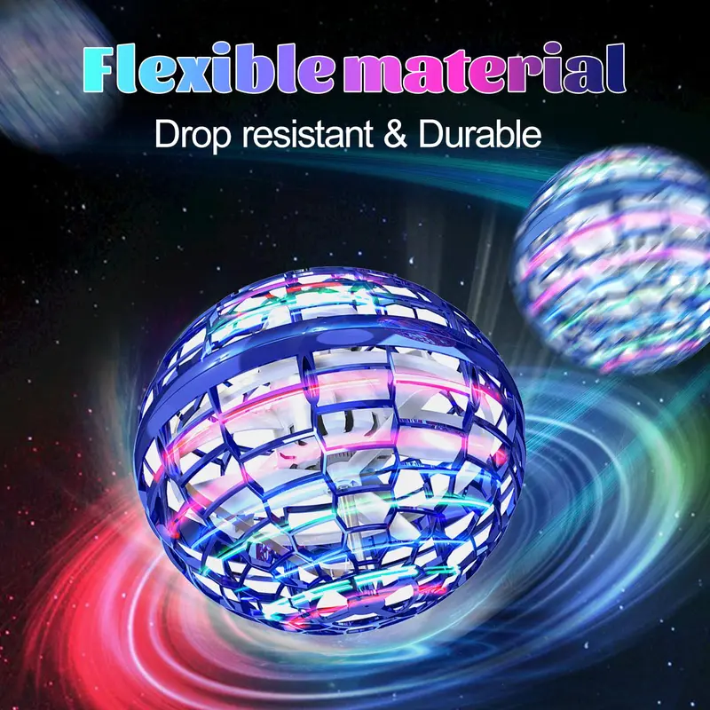 Ufo Smart Inductive Spinning Ball Magic Flying Ball Levitation Ball Fingertip Glowing Magic Ball Stress Relief Toy for Kids,360°Rotating Hand Controlled Drone Orbit,Hand Controlled Mini Drone with Led Lights, Cool Toys Gift for Boys & Girls-HS