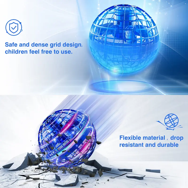 Ufo Smart Inductive Spinning Ball Magic Flying Ball Levitation Ball Fingertip Glowing Magic Ball Stress Relief Toy for Kids,360°Rotating Hand Controlled Drone Orbit,Hand Controlled Mini Drone with Led Lights, Cool Toys Gift for Boys & Girls-HS