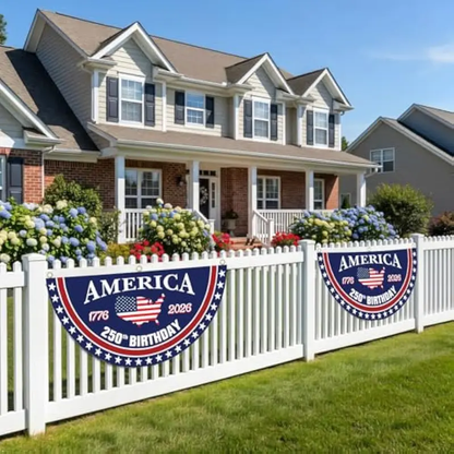 USA 250th Anniversary Banner 1776-2026, Patriotic American Flag Bunting for July 4th Memorial Day Decor, Outdoor Heavy Duty 2-Pack with Brass Grommets, 1.5x3 Ft Each-HS