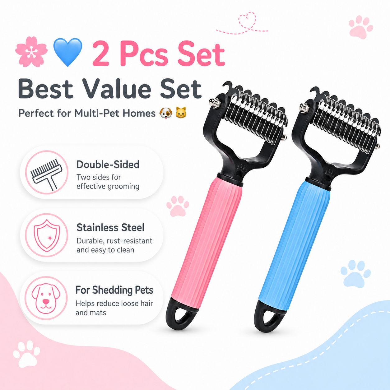 🐾 Universal Pet Detangling Comb for Shedding Pets-LUN