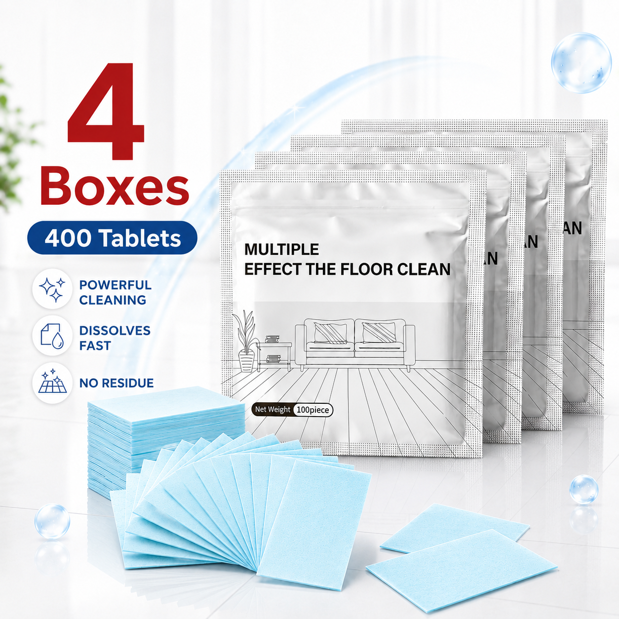 ✨ Fast-Dissolving Floor Cleaning Tablets – 100PCS Multi-Surface Home Cleaner-LUN